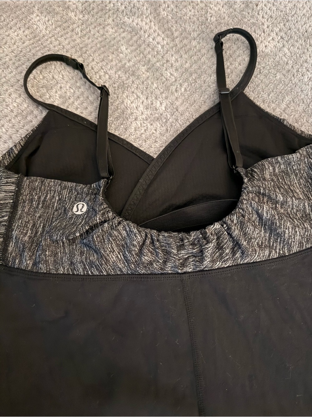 lululemon athletica Black Sports Bra Tank with Gray and purple Marled Band